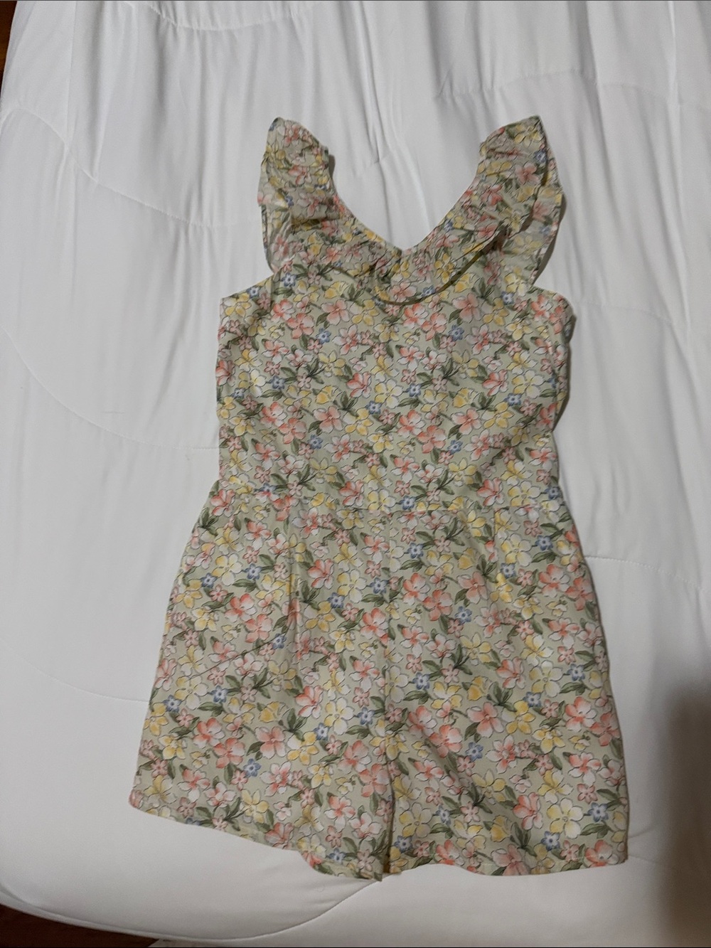 Janie and Jack Floral Ruffle Romper - Yellow, Pink & Green